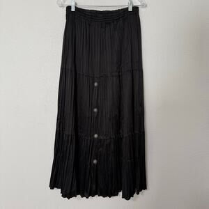 Citlali San Antonio Texas Women's Black Accordion Pleat Maxi Skirt Size M/L
